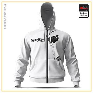 Snoop Dogg Zipped Hoodies - Awesome Snoop Doggy Dogg In White Minimalist Zip Up Hoodie RM0310