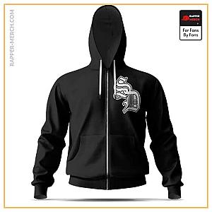 Snoop Dogg Zipped Hoodies - Snoop Dogg Classic SD Logo Minimalistic Black Zip Up Hoodie RM0310