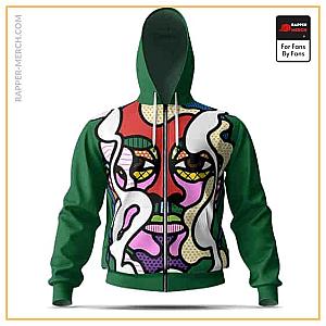 Snoop Dogg Zipped Hoodies - Snoop Doggy Dogg Abstract Smoking Face Art Zip Up Hoodie RM0310