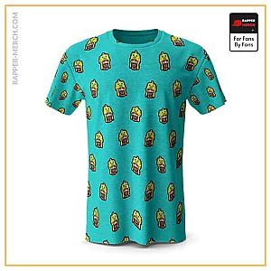 Snoop Dogg T-shirts - Faded Snoop Dogg Fish Hat Pattern Cyan T-Shirt RM0310