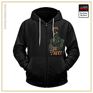 Travis Scott Zipped Hoodies - Travis Scott Power Is Power Awesome Black Zip Up Hoodie RM0410