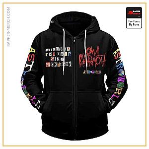 Travis Scott Zipped Hoodies - Travis Scott La Flame Days Before Rodeo Black Zip Up Hoodie RM0410