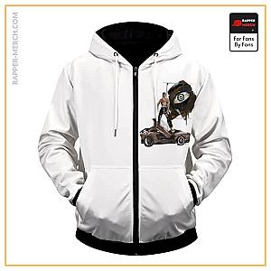 Travis Scott Zipped Hoodies - Travis Scott Rodeo Album Artwork White Zip Up Hoodie RM0410