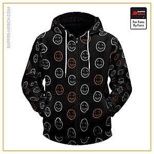 Travis Scott Zipped Hoodies - Travis Scott Signature Smiley Pattern Black Zipped Hoodie RM0410