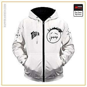 Travis Scott Zipped Hoodies - Travis Scott Look Mom I Can Fly Dope White Zipped Hoodie RM0410