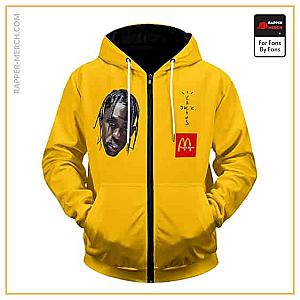 Travis Scott Zipped Hoodies - Travis Scott McDonald's Collab Dope Yellow Zip Up Hoodie RM0410