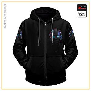 Travis Scott Zipped Hoodies - Neon Rainbow Silhouette Travis Scott Black Zip Up Hoodie RM0410