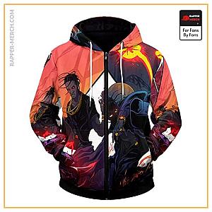 Travis Scott Zipped Hoodies - Travis Scott Comic Book Hero Artwork Cool Zip Up Hoodie RM0410