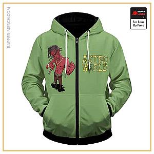 Travis Scott Zipped Hoodies - Travis Scott Minimalistic Cartoon Astroworld Zip Up Hoodie RM0410