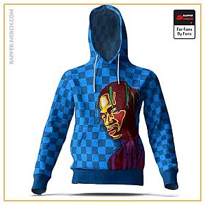 Travis Scott Hoodies - Stylish Travis Scott Vector Artwork Blue Checkered Hoodie RM0410