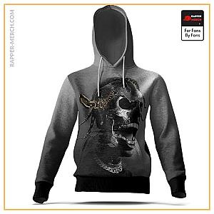 Travis Scott Hoodies - La Flame Skull With Chains Dope Travis Scott Gray Hoodie RM0410