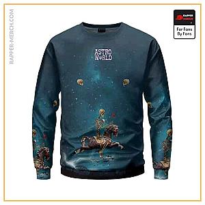 Travis Scott Sweatshirts - Astroworld Trippy Skeleton Riding Horse Space Art Sweatshirt RM0410