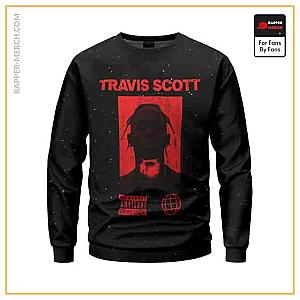 Travis Scott Sweatshirts - Travis Scott La Flame Album Cover Black Crewneck Sweater RM0410