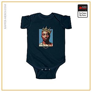 Tupac Shakur Baby Onesies - Awesome Rapper 2Pac Amaru Shakur Wearing Crown Baby Onesie RM0310