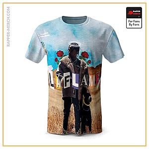 Travis Scott T-shirts - Travis Scott La Flame Magazine Cut Out Shirt RM0410