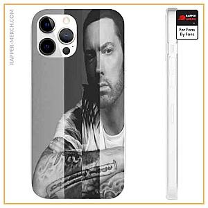 Eminem Cases - Hip-Hop Icon Eminem Portrait Gray iPhone 12 Fitted Case RM0310