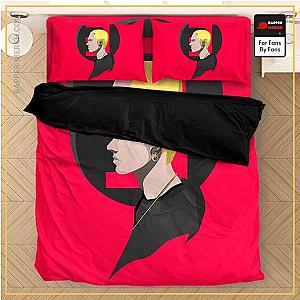 Eminem Bedding Sets - Eminem’s Side View Portrait And Logo Torch Red Bed Linen RM0310