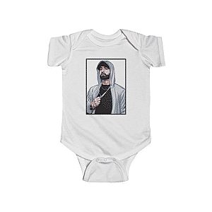 Eminem Baby Onesies - Rap Icon Eminem Wearing Hoodie Portrait Newborn Onesie RM0310