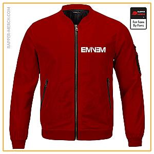 Eminem Jackets - American Rapper Eminem Logo Minimalistic Red Bomber Jacket RM0310