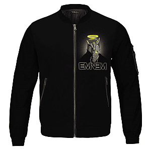 Eminem Jackets - Eminem Iconic Evil Horn &amp; Golden Halo Dope Bomber Jacket RM0310