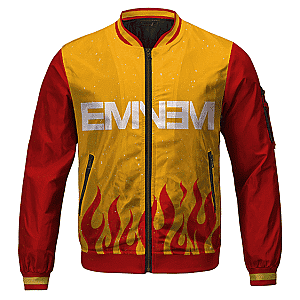 Eminem Jackets - 8 Mile Eminem Flame Pattern Design Stylish Varsity Jacket RM0310