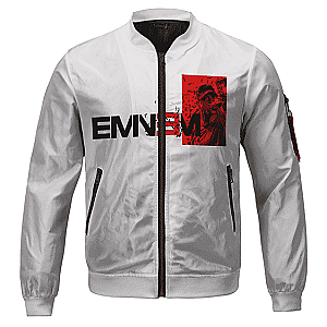 Eminem Jackets - American Rapper Eminem Shattered Artwork White Bomber Jacket RM0310