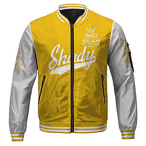 Eminem Jackets - Slim Shady Eminem Rap Kings Artwork Yellow Varsity Jacket RM0310