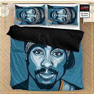 Tupac Shakur Bedding Sets - Tupac Makaveli Wearing Bandana And Cap Blue Dope Bedding Set RM0310