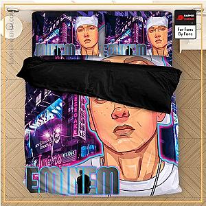 Eminem Bedding Sets - Eminem Stoic Face Art Detroit City Purple Bedding Set RM0310