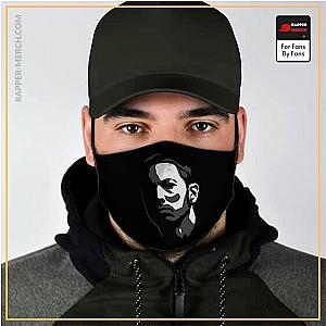 Eminem Face Masks - Eminem Marshall Mathers Head Minimalist Art Black Face Mask RM0310