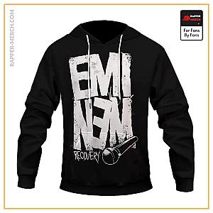 Eminem Hoodies - Eminem Studio Album Recovery Mic Art Black Hoodie Jacket RM0310