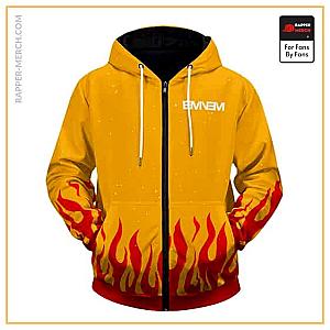 Eminem Zipped Hoodies - 8 Mile Eminem Flame Pattern Design Badass Zip Up Hoodie RM0310