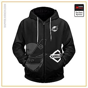 Eminem Zipped Hoodies - Eminem Kamikaze Album Logo Art Black Zip Hoodie Jacket RM0310