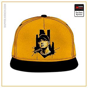 Eminem Caps - Cool Eminem Portrait Detroit City Art Yellow Snapback Hat RM0310