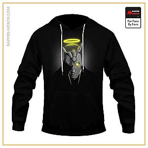 Eminem Hoodies - Eminem Iconic Evil Horn &amp; Golden Halo Dope Black Hoodie RM0310