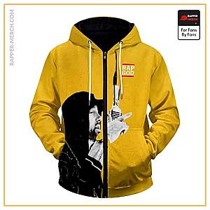 Eminem Zipped Hoodies - Rap God Eminem Grunge Artwork Yellow Zip Up Hoodie RM0310