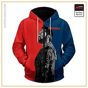 Eminem Zipped Hoodies - Marshall Mathers Eminem Duotone Art Cool Zip Up Hoodie RM0310