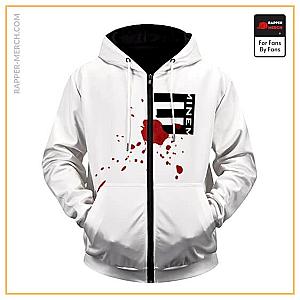 Eminem Zipped Hoodies - Eminem Bloodshot Bullet Wound Logo Badass Zip Hoodie Jacket RM0310