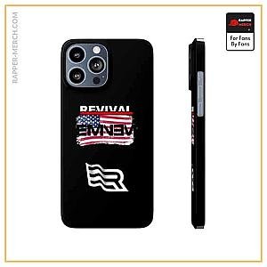 Eminem Cases - Revival American Flag Logo Eminem Black iPhone 13 Cover RM0310