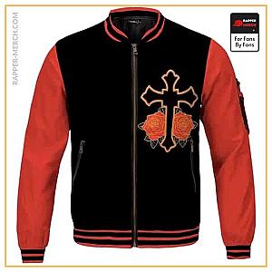 Tupac Shakur Jackets - Tupac Cross Back Tattoo with Flowers Tribute Varsity Jacket RM0310