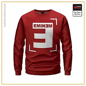 Eminem Sweatshirts - American Rapper Eminem Reversed E Logo Red Crewneck Sweater RM0310