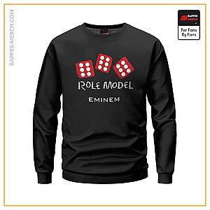 Eminem Sweatshirts - Eminem Role Model Dice Logo Art Black Crewneck Sweatshirt RM0310