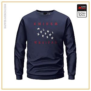 Eminem Sweatshirts - Eminem Revival American Stars Navy Blue Crewneck Sweater RM0310