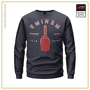 Eminem Sweatshirts - Detroit Rapper Slim Shady Eminem Middle Finger Sweatshirt RM0310