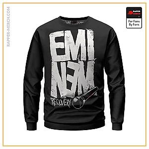 Eminem Sweatshirts - Unique Mic Drop Recovery Eminem Album Art Black Sweatshirt RM0310