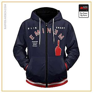 Eminem Zipped Hoodies - Detroit Rapper Slim Shady Eminem Middle Finger Zip Up Hoodie RM0310