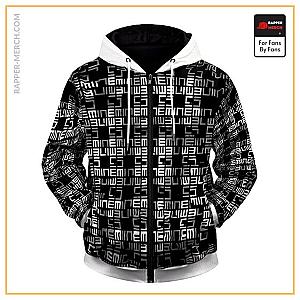 Eminem Zipped Hoodies - American Rapper Eminem Glyphic Pattern Cool Zip Hoodie RM0310