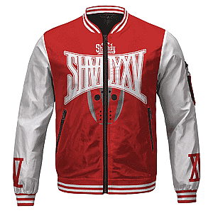 Eminem Jackets - Hip-Hop Rapper Eminem Shady XV Album Logo Red Varsity Jacket RM0310