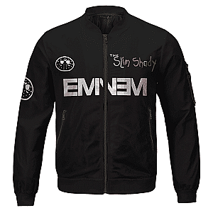 Eminem Jackets - Rap Icon Eminem The Slim Shady Awesome Black Bomber Jacket RM0310