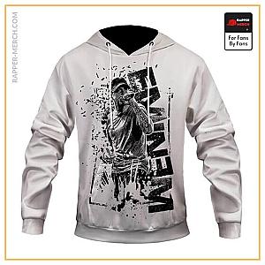 Eminem Hoodies - Rap Icon Eminem Shattered Artwork White Pullover Hoodie RM0310